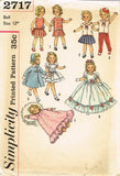 1950s Vintage Simplicity Sewing Pattern 2717 12 Inch Shirley Temple Doll Clothes