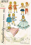 1950s Vintage Simplicity Sewing Pattern 2717 Uncut 17 Inch Shirley Temple Doll Clothes