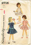 Simplicity 2718: 1950s Toddler Girls Dress or Gown Size 5 Vintage Sewing Pattern - Vintage4me2