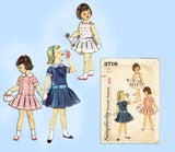 Simplicity 2718: 1950s Toddler Girls Dress Size 5 Vintage Sewing Pattern
