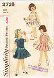 Simplicity 2718: 1950s Toddler Girls Dress Size 6 Vintage Sewing Pattern - Vintage4me2