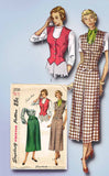 1940s Vintage Simplicity Sewing Pattern 2720 Easy Misses Skirt & Weskit Size 32B