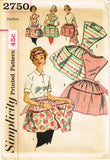 1950s Vintage Simplicity Sewing Pattern 2750 Uncut Misses Apron Size Medium