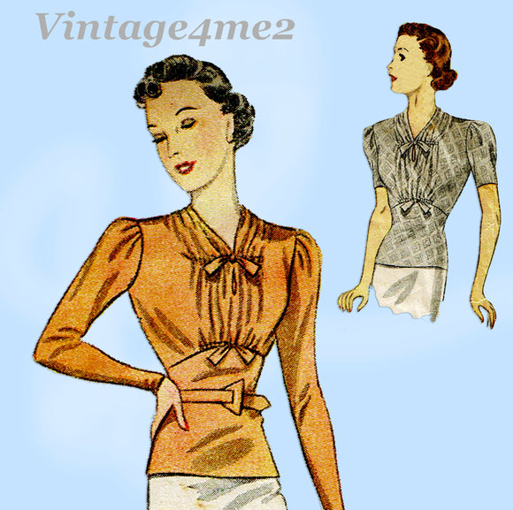 Simplicity 2750: 1930s Misses Fancy Blouse Size 34 Bust Vintage Sewing Pattern