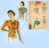 Simplicity 2750: 1930s Misses Fancy Blouse Size 34 Bust Vintage Sewing Pattern