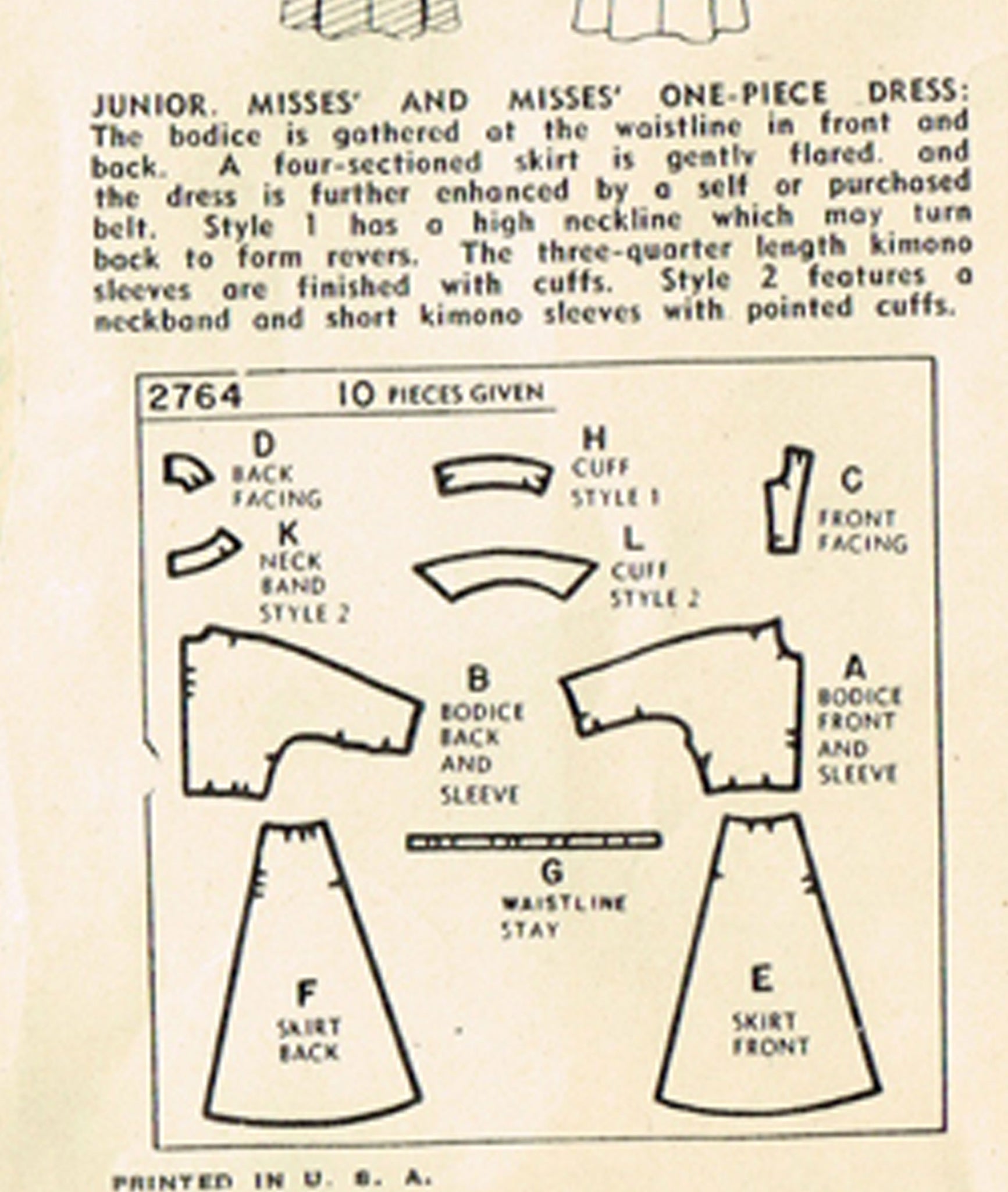 1940s Original Vintage Simplicity Pattern 2764 Misses Easy Dress 31B ...