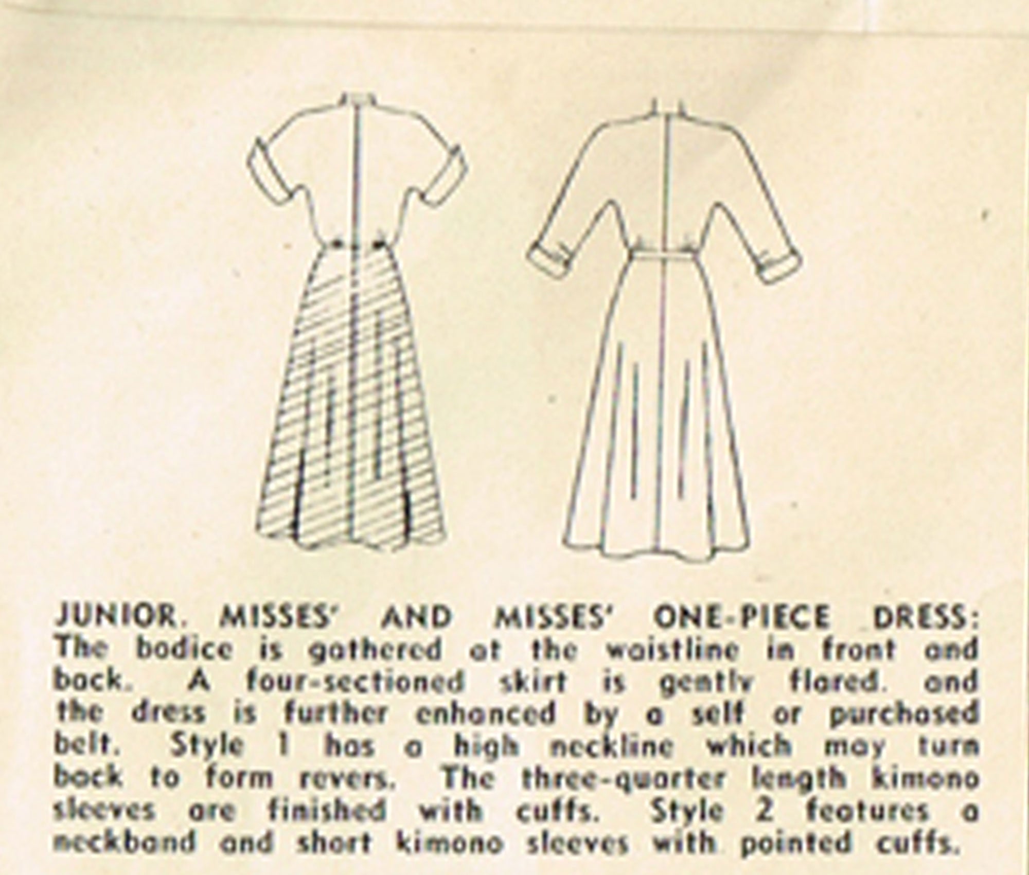 1940s Original Vintage Simplicity Pattern 2764 Misses Easy Dress 31B ...
