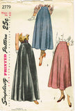 1940s Vintage Simplicity Sewing Patern 2779 Misses Gored Evening Skirt Size 26W