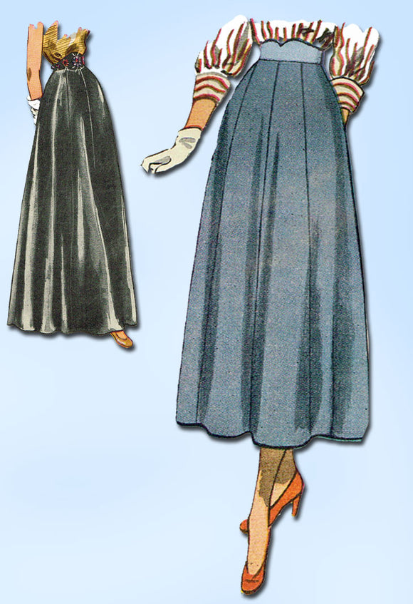 1940s Vintage Simplicity Sewing Patern 2779 Misses Gored Evening Skirt Size 26W
