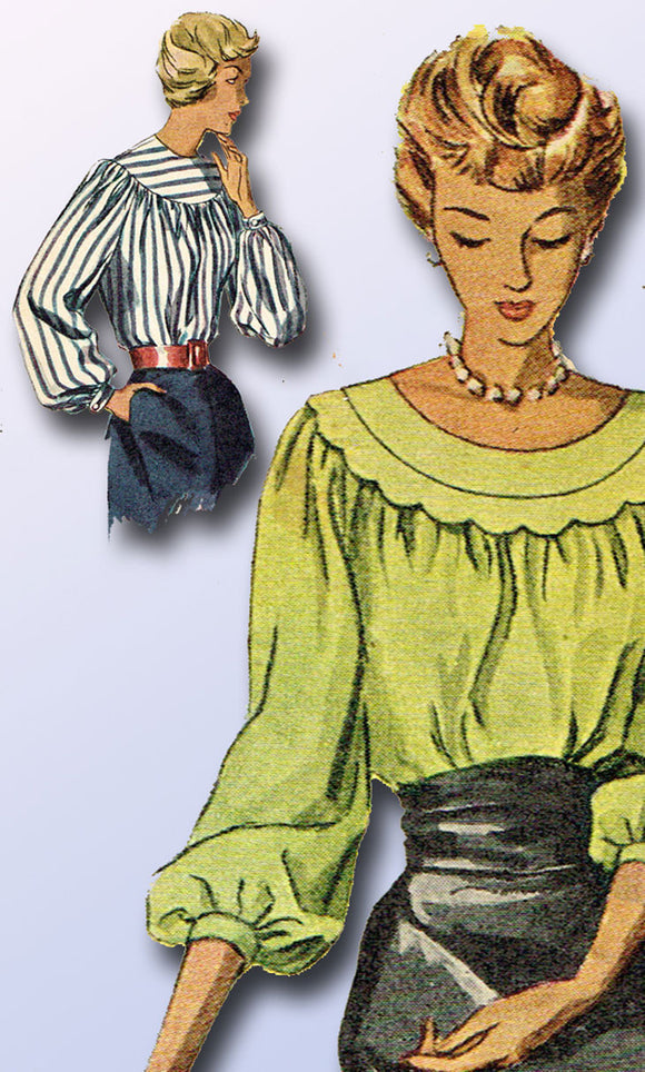 1940s Vintage Simplicity Sewing Pattern 2784 Uncut Misses Blouse Size 18 36B