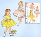 1950s Vintage Simplicity Sewing Pattern 2791 Toddler Girls Pinafore Dress Sz 2