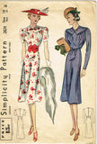 1930s Original Vintage Simplicity Pattern 2824 Misses Afternoon Dress Sz 36 Bust