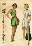 1940s Vintage Simplicity Sewing Pattern 2825 Misses Bra Top Shorts Jacket Sz 32B