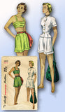 1940s Vintage Simplicity Sewing Pattern 2825 Misses Bra Top Shorts Jacket Sz 32B