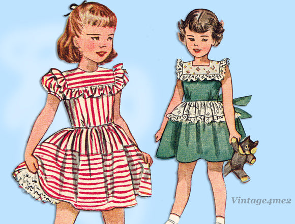 Simplicity 2856: 1940s Toddler Girls Dress & Panties Size 2 Vintage Sewing Pattern