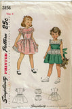 Simplicity 2856: 1940s Toddler Girls Dress & Panties Size 4 Vintage Sewing Pattern