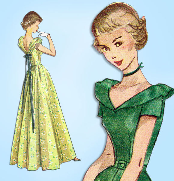 1940s Vintage Simplicity Sewing Pattern 2864 Uncut Truly Teen Evening Gown 30 B