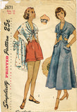 1940s Vintage Simplicity Sewing Pattern 2871 Misses Summer Play Clothes Size 34B