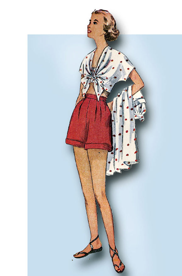 1940s Vintage Simplicity Sewing Pattern 2871 Misses Summer Play Clothes Size 34B