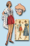 1940s Vintage Simplicity Sewing Pattern 2871 Misses Summer Play Clothes Size 34B