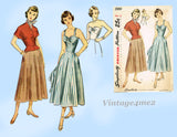 Simplicity 2880: 1940s Stunning Misses Sun Dress Sz 30 B Vintage Sewing Pattern