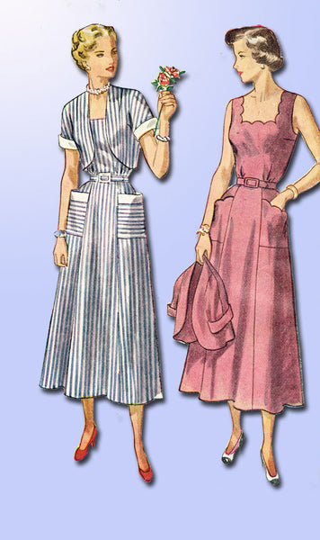 1940s Original Vintage Simplicity Sewing Pattern 2884 Misses Sun Dress Sz 38 Bust