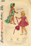 1940s Original Vintage Simplicity Pattern 2890 Baby Girls Sun Suit & Bonnet Sz 1