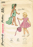 1940s Original Vintage Simplicity Pattern 2890 Baby Girls Sun Suit & Bonnet Sz 3