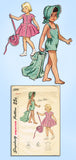 1940s Original Vintage Simplicity Pattern 2890 Baby Girls Sun Suit & Bonnet Sz 3