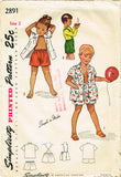 1940s Vintage Simplicity Sewing Pattern 2891 Easy Toddler Shirt and Shorts Sz 2