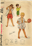 1940s Vintage Simplicity Sewing Pattern 2891 Easy Toddler Shirt and Shorts Sz 4