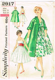 1950s Vintage Simplicity Sewing Pattern 2917 Misses Cocktail Dress & Coat Sz 34B