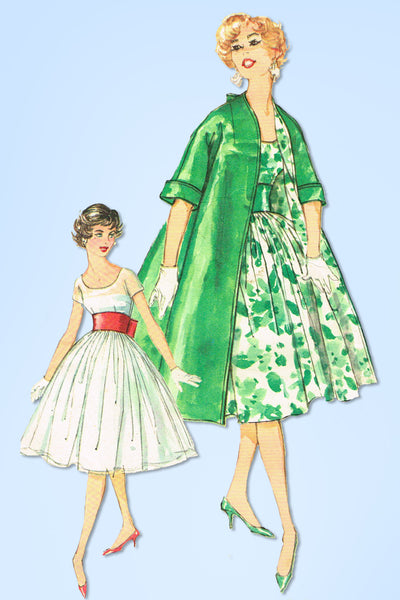 1950s Vintage Simplicity Sewing Pattern 2917 Misses Cocktail Dress & Coat Sz 34B