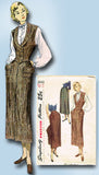 1940s Original Vintage Simplicity Sewing Pattern 2943 Misses Skirt & Weskit 32 B