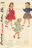 1940s Vintage Simplicity Sewing Pattern 2948 Toddler Girls Jumper Suit Size 2