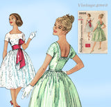 1950s Vintage Simplicity Sewing Pattern 2958 Uncut Easy Misses Party Dress 32 B
