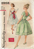 1950s Vintage Simplicity Sewing Pattern 2958 Uncut Easy Misses Party Dress 32 B