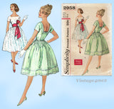 1950s Vintage Simplicity Sewing Pattern 2958 Uncut Easy Misses Party Dress 32 B