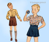 1930s Vintage Simplicity Sewing Pattern 2962 Uncut Boys Shirt and Shorts Sz 8