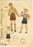 1930s Vintage Simplicity Sewing Pattern 2962 Toddler Boys Shirt and Shorts Sz 6