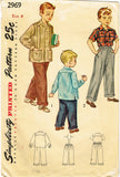 1940s Vintage Simplicity Sewing Pattern 2969 Toddler Boy's Slacks & Shirt Size 4