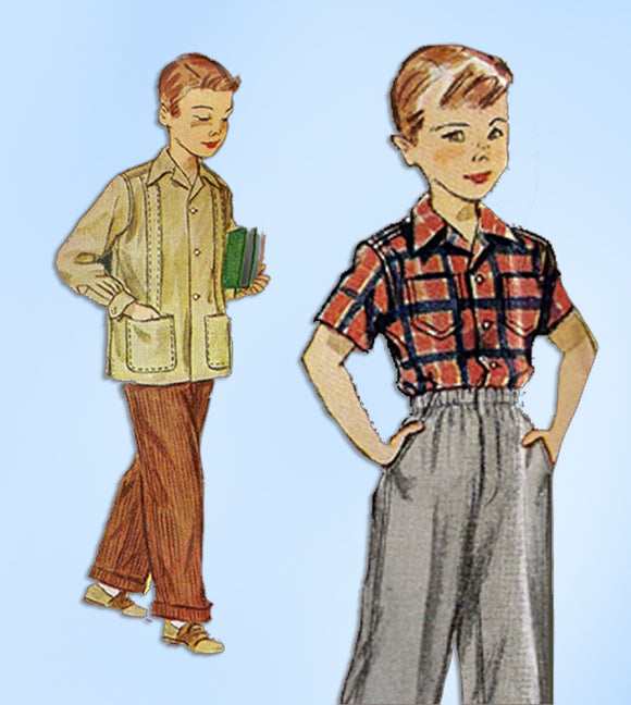 1940s Vintage Simplicity Sewing Pattern 2969 Toddler Boy's Slacks & Shirt Size 4