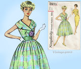 Simplicity 2971: 1950s Misses Rockabilly Dress Sz 32 Bust Vintage Sewing Pattern
