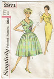 Simplicity 2971: 1950s Misses Rockabilly Dress Sz 32 Bust Vintage Sewing Pattern