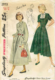 Simplicity 2973: 1940s Easy Uncut Misses Dress Sz 32 B Vintage Sewing Pattern