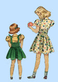 1930s Vintage Simplicity Sewing Pattern 2982 Little Girls Shirred Jumper Size 8 - Vintage4me2