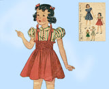 1930s Vintage Simplicity Sewing Pattern 2982 Little Girls Shirred Jumper Size 8 - Vintage4me2