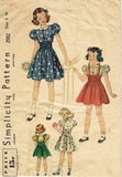 1930s Vintage Simplicity Sewing Pattern 2982 Little Girls Shirred Jumper Size 8 - Vintage4me2