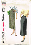 1940s Vintage Simplicity Sewing Patern 2988 Uncut Misses Slender Wrap Skirt 26W
