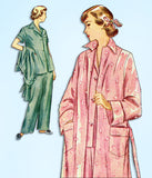 1940s Vintage Simplicity Sewing Pattern 2999 Misses Pajamas & Robe Size 34 Bust